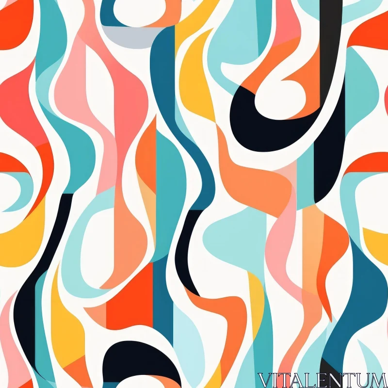 Colorful Waves and Stripes Seamless Pattern AI Image