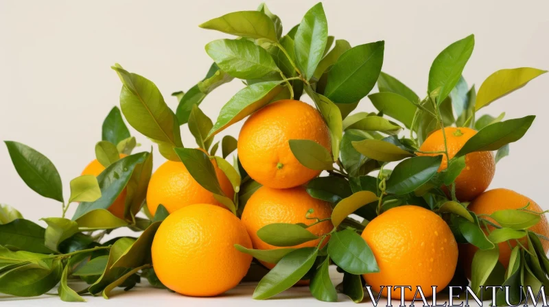 Fresh Oranges with Green Leaves - Nature's Bounty AI Image