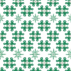 Green and White Snowflake Seamless Pattern