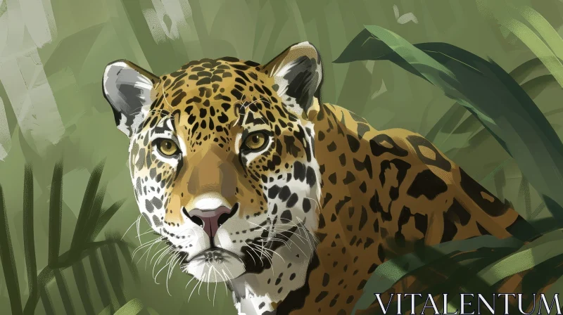 AI ART Majestic Jaguar in Enigmatic Jungle - Wildlife Photography