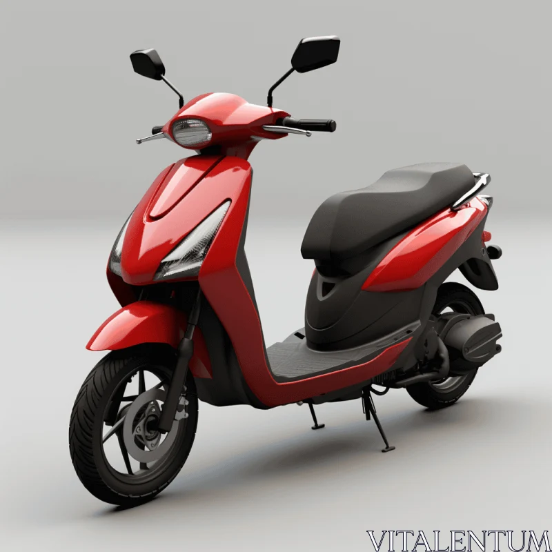 Red Motor Scooter Isolated on White | Realistic 3D Model AI Image