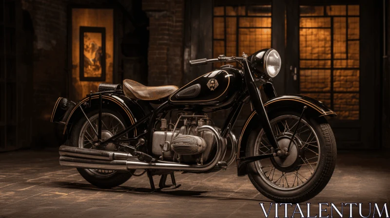 Vintage BMW Motorcycle Parked in Dark Room | 32K UHD Image AI Image