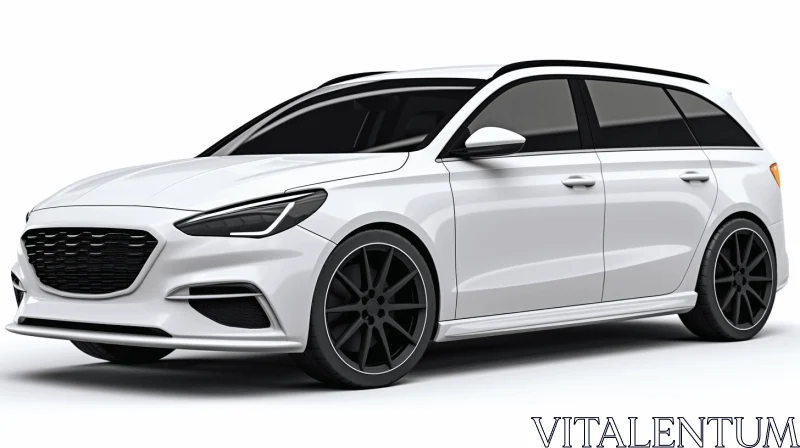 White Hyundai Sonata with Black Rims - Realistic Car Rendering AI Image