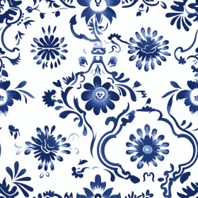 Blue and White Delft Pottery Floral Pattern