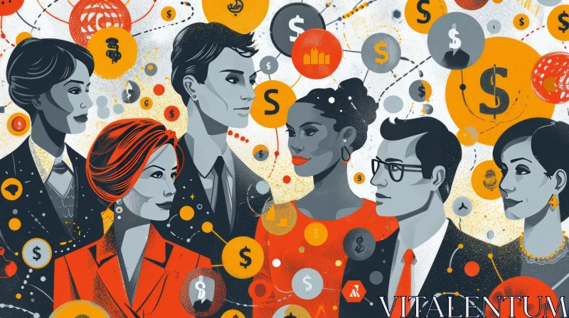 Diverse Group of Business Professionals | Vector Illustration AI Image