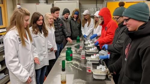 Enthralling Science Lab Image: High School Students Engaged in Experiment