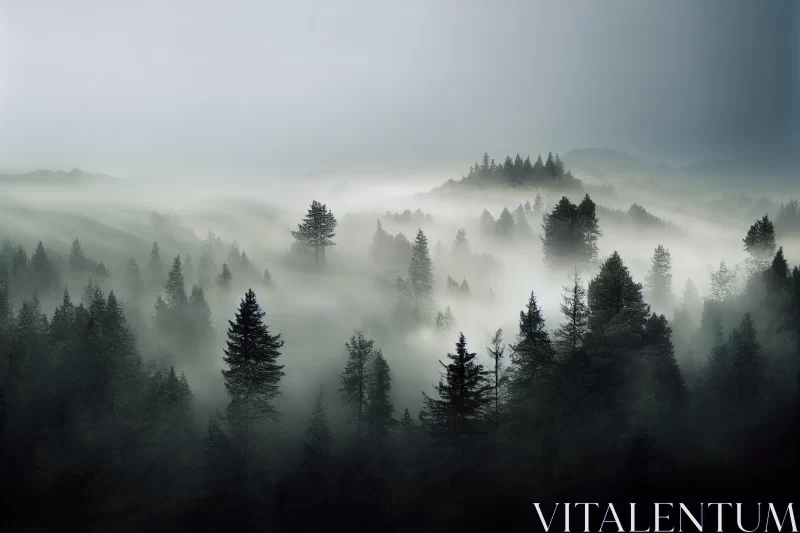 Misty Forest in the Mountains - Atmospheric Landscape Photography AI Image