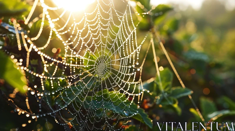 Spider Web in Morning Dew: Nature's Beauty Captured AI Image