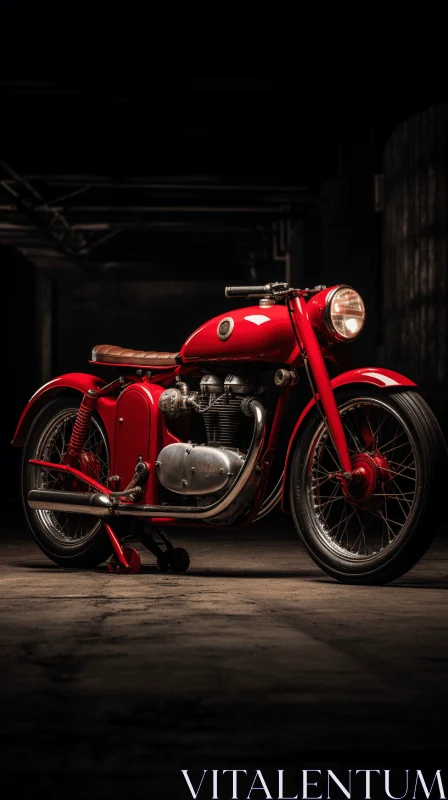 AI ART Stunning Red Motorcycle in a Dark Room | Crafted with Precision