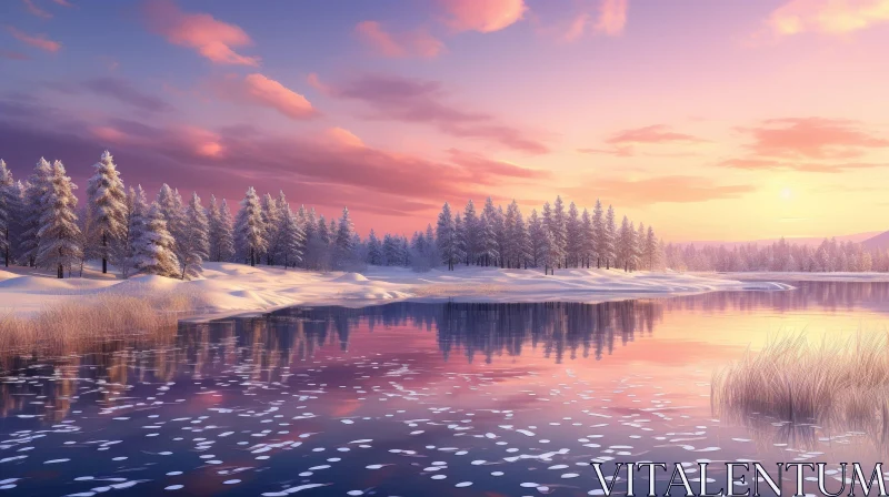 AI ART Winter Landscape - Serene Beauty