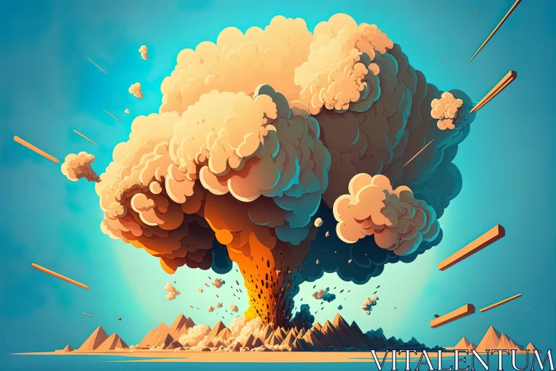 Captivating Explosion Art: A Fusion of Cartoon Realism and Nuclear Art AI Image