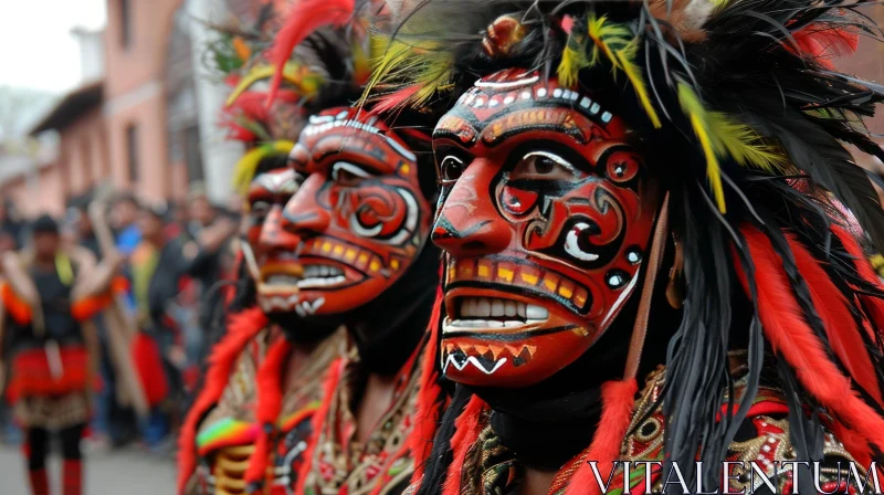 Exquisite Traditional Festival Image: Vibrant Costumes and Painted Faces AI Image