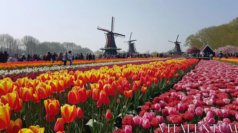 Field of Tulips in the Netherlands: A Captivating Nature Scene AI Image