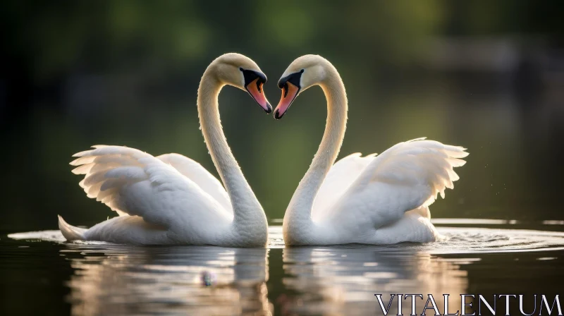 AI ART Graceful Swans in Heart Shape Reflection | Nature Photography