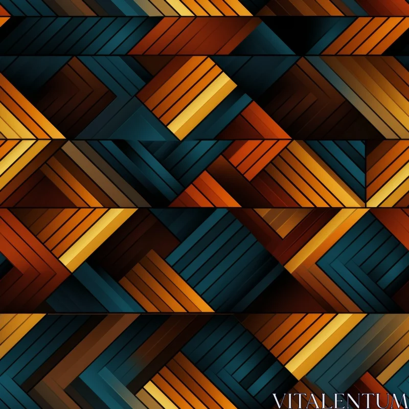 AI ART Intriguing 3D Geometric Pattern in Blue, Brown, and Orange