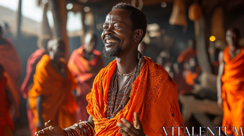 Smiling African Man in Traditional Attire - A Captivating Portrait AI Image