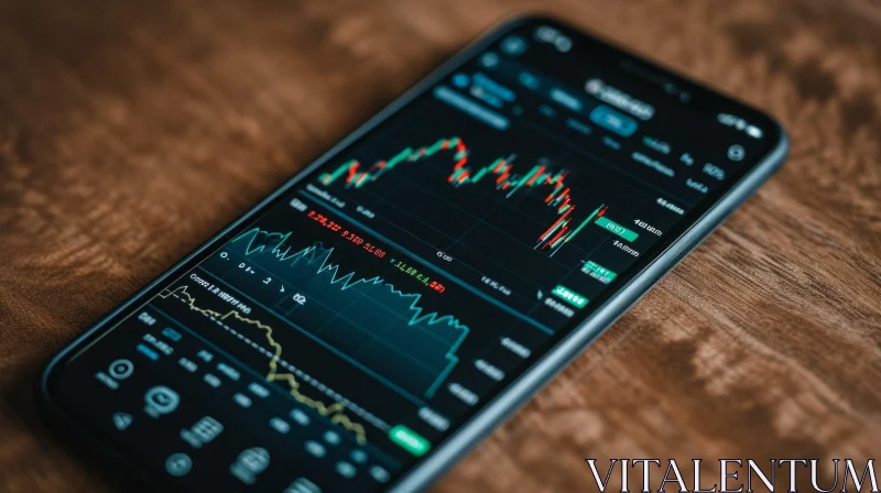 Stock Market App on Smartphone - Fluctuating Stock Prices AI Image