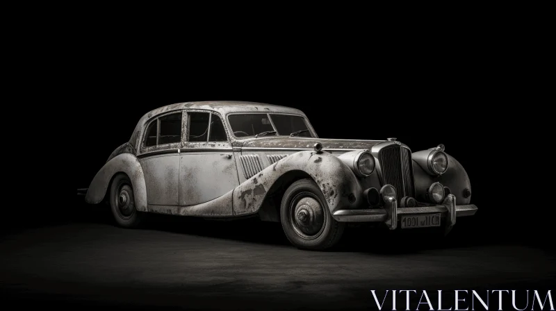 Captivating Vintage Car Artwork with Mottled Background AI Image