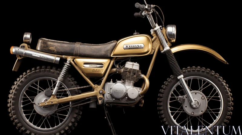 Captivating Vintage Gold Motorcycle on Black Background AI Image