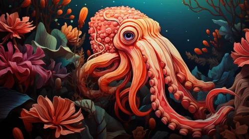 Colorful Octopus in Vibrant Underwater Scene