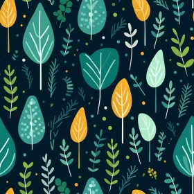 Hand-Drawn Leaves and Branches Seamless Pattern