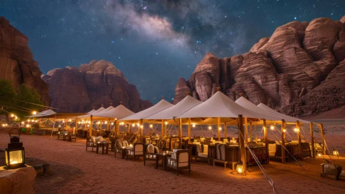 Night Desert Camp: Serene Beauty Under the Stars