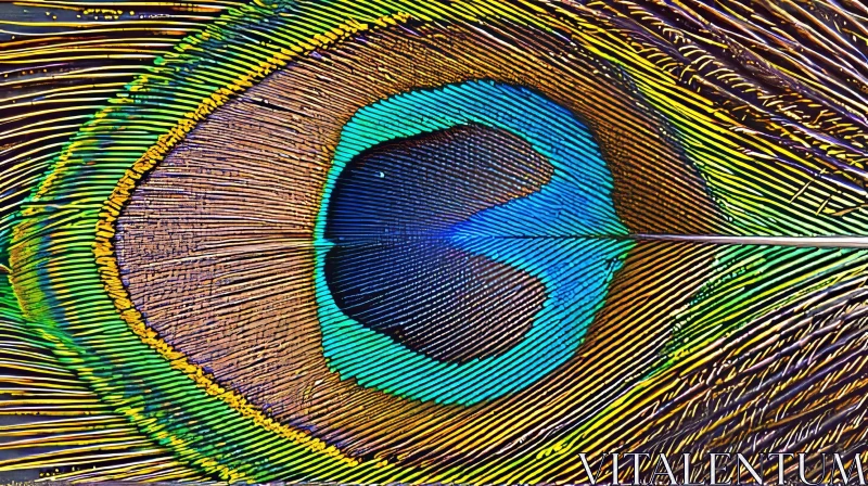 AI ART Peacock Feather Close-Up: Brilliant Blue-Green Colors