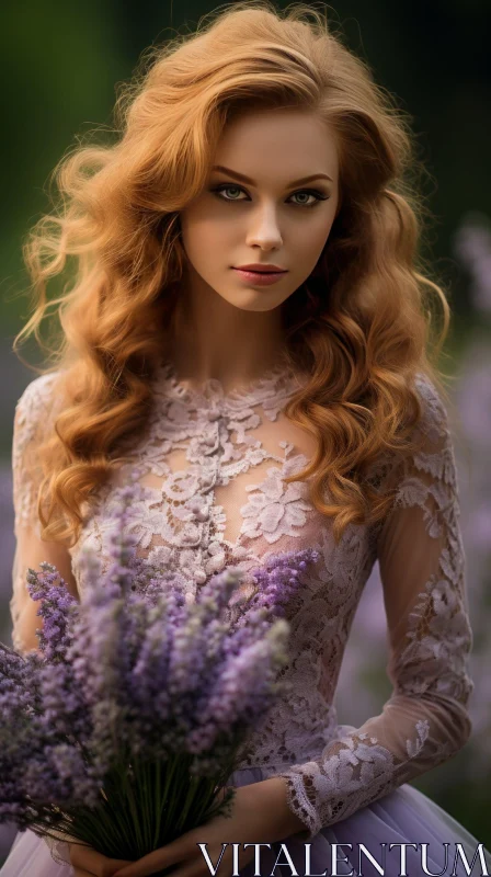 Serene Woman in Lavender Field AI Image