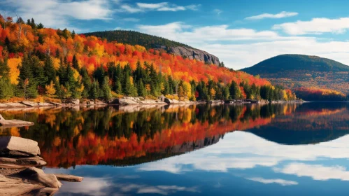 Tranquil Lake Landscape with Autumn Foliage