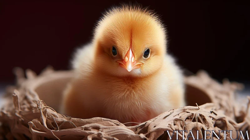Adorable Baby Chicken in Twig Nest AI Image