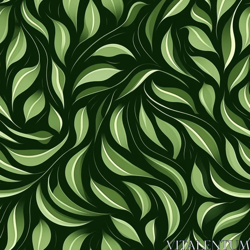 Calming Green Leaves Seamless Pattern AI Image