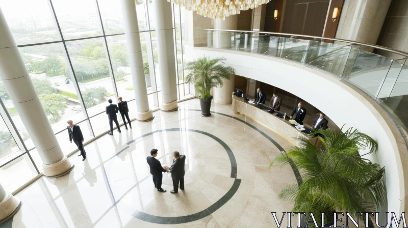 Captivating Hotel Lobby Scene with Business Professionals AI Image