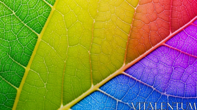 AI ART Colorful Leaf Close-up - Detailed Nature Photography