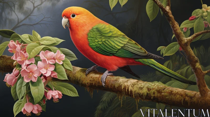 Colorful Parrot Painting in Forest Setting AI Image