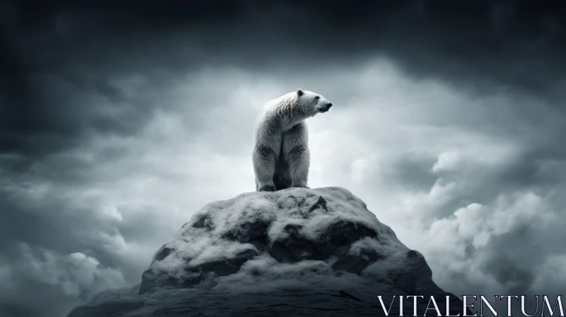 Majestic Polar Bear in Snowstorm AI Image
