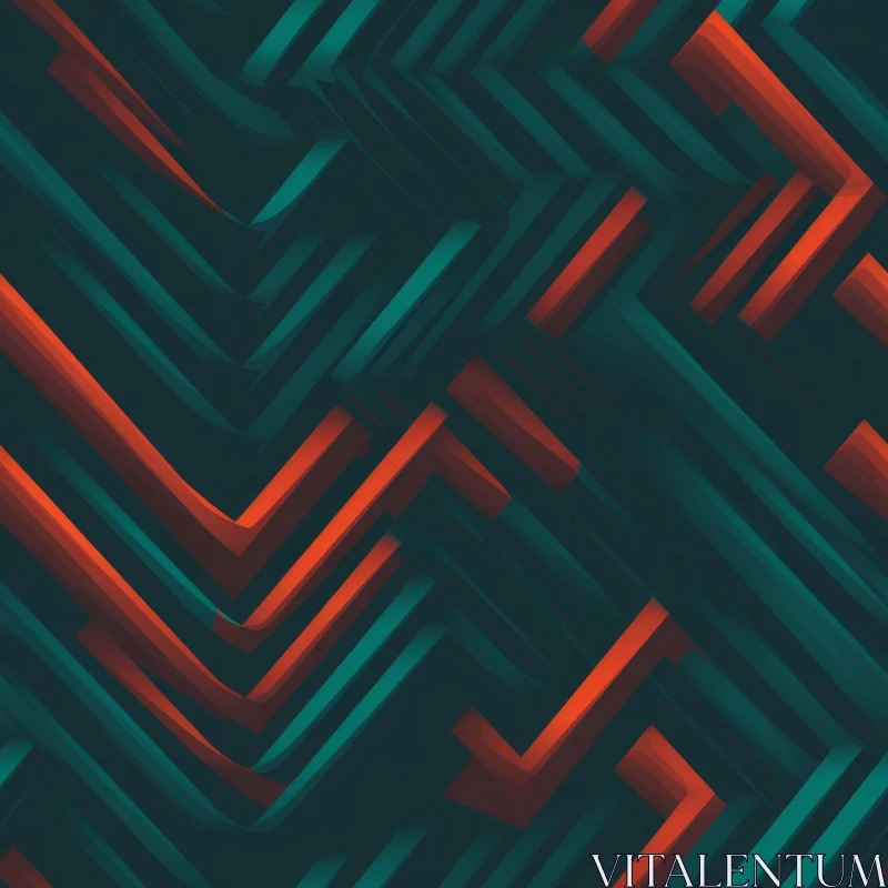 Abstract Geometric Background - Orange and Blue-Green Pattern AI Image