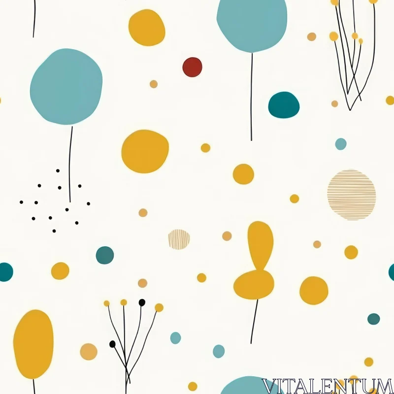 Abstract Organic Shapes Pattern in Mustard Yellow and Blue AI Image