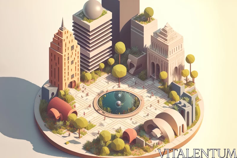 Enchanting Cityscape: Pristine Geometry and Dreamy Tones AI Image