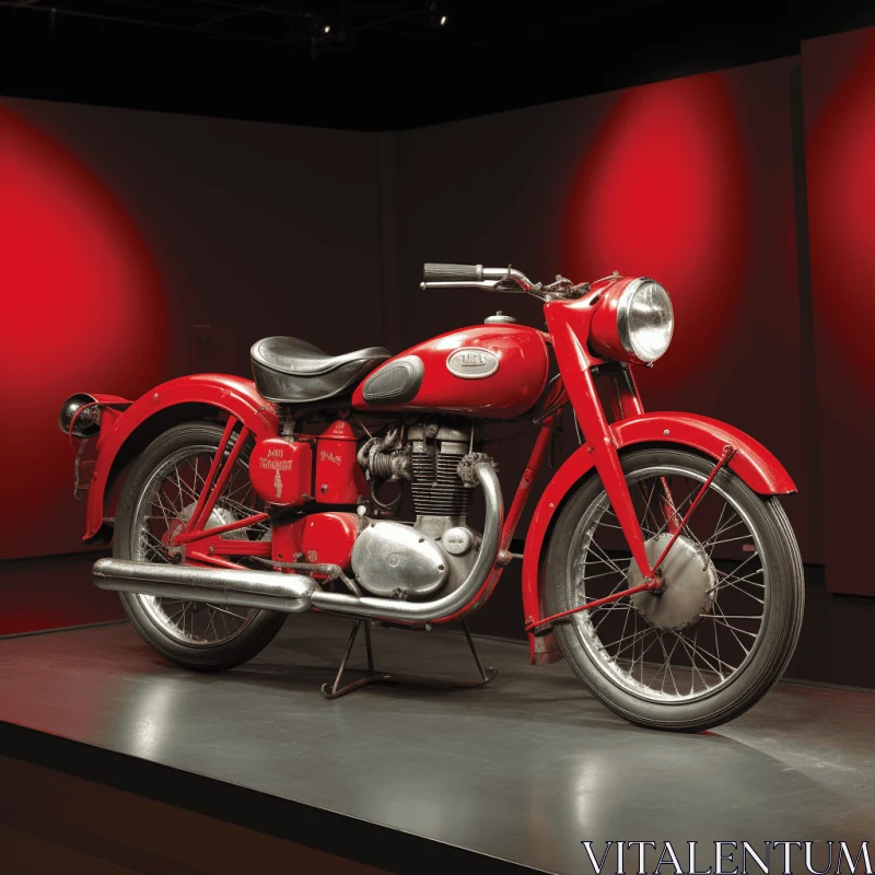 Exquisite Red Motorcycle Display in a Museum | Symbolic Art AI Image