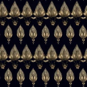 Golden Floral Pattern on Black Background