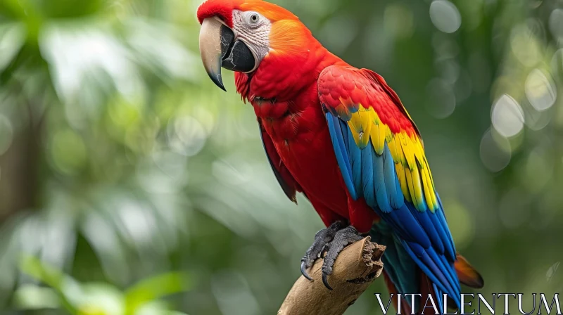 Scarlet Macaw in Jungle - Colorful Wildlife Photography AI Image