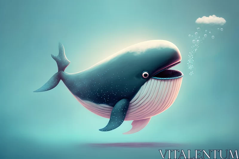 Whale Illustration - Playful Cartoon Style | Hyper-realistic Animal Art AI Image