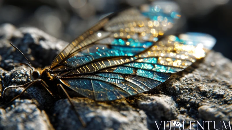 AI ART Beautiful Butterfly Wing Close-up in Vibrant Blue