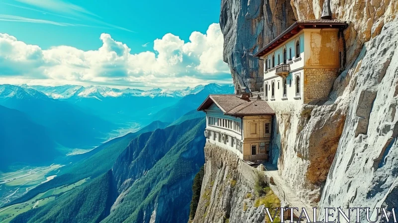 Captivating Architecture: Building on Cliff with Stunning View AI Image
