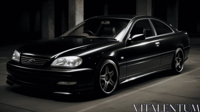 Captivating Black Car in Dimly Lit Garage | Y2K Aesthetic AI Image