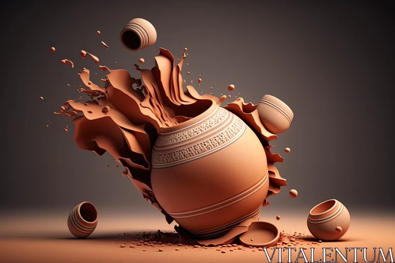 Captivating Clay Pot Artwork | Contemporary Indian Art AI Image