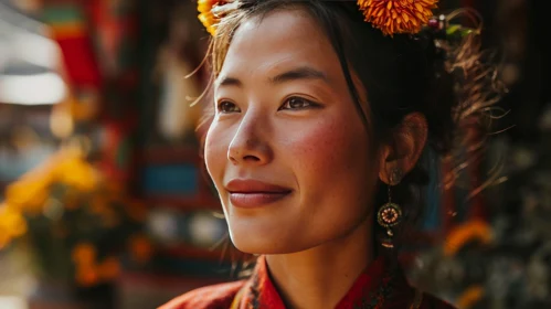 Captivating Portrait of a Young Asian Woman in Traditional Chinese Clothing