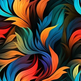 Colorful Abstract Leaves and Flowers Seamless Pattern