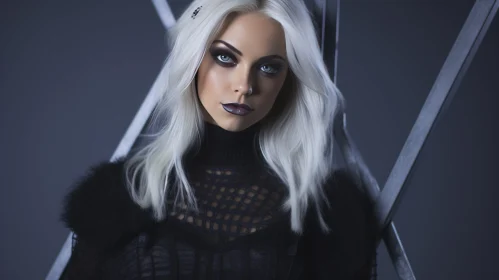 Intense Portrait of Young Woman with Dark Makeup