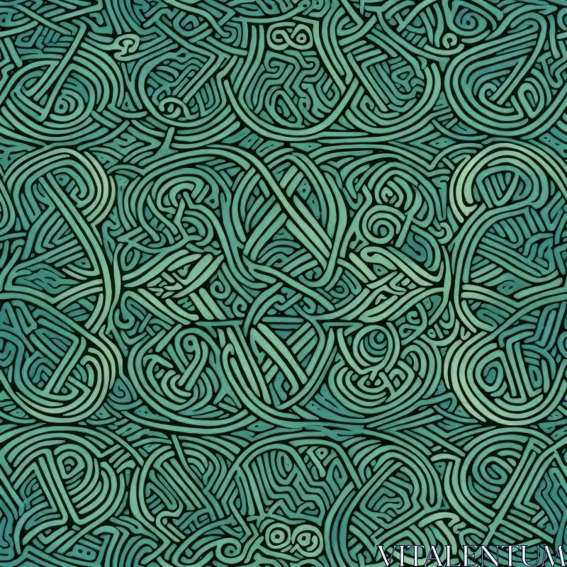Intricate Celtic Knots Pattern - Green Background AI Image